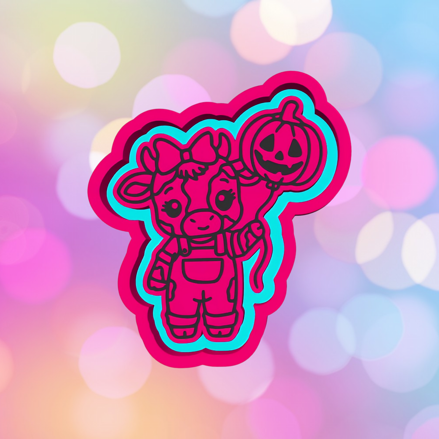 Cow with Pumpkin Balloon