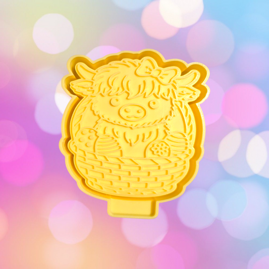 Highland Cow in Easter Basket