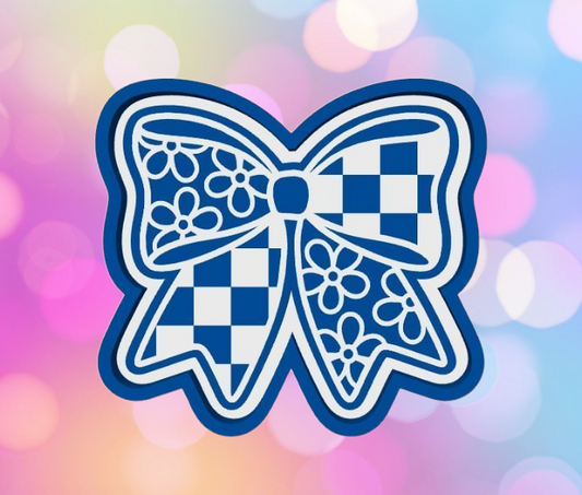 Checkered Flower Bow